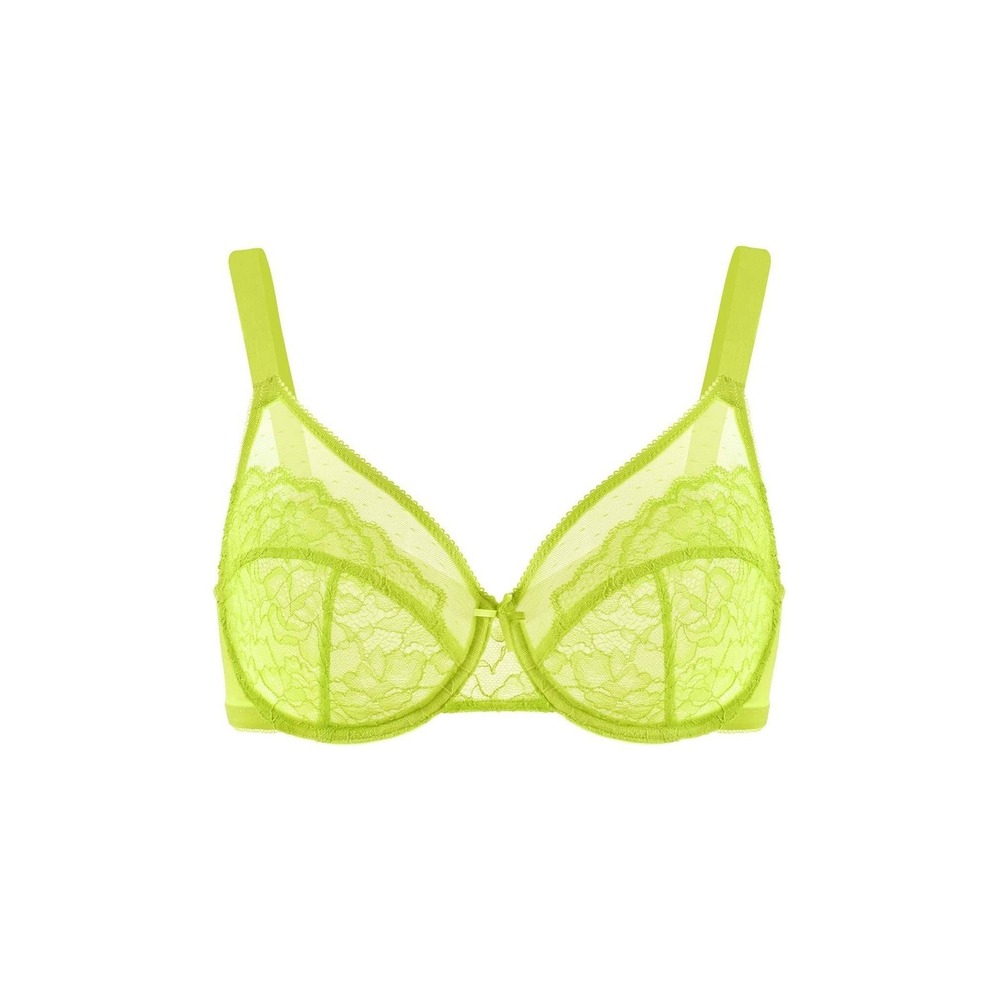 HSIA Enchante Unlined Non-padded Lace Underwire Bra Lime Green 34D NEW